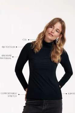 Faith rib col top - dark blue