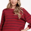 Farah stripe lurex pullover - red/dark blue