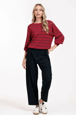 Farah stripe lurex pullover - red/dark blue