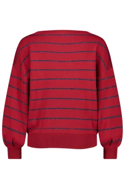 Farah stripe lurex pullover - red/dark blue