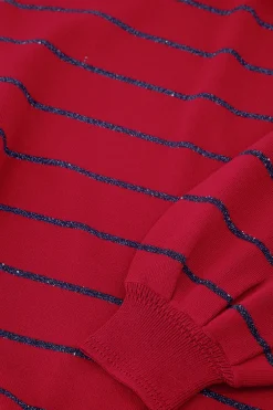 Farah stripe lurex pullover - red/dark blue