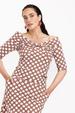 Felina dot top - chocolate/off white