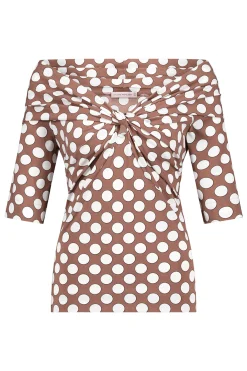Felina dot top - chocolate/off white