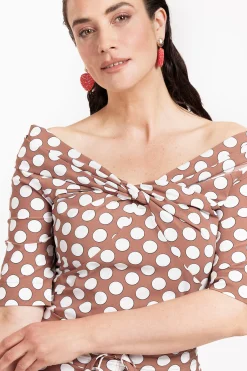 Felina dot top - chocolate/off white