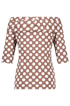 Felina dot top - chocolate/off white
