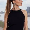 Feline beads top - black