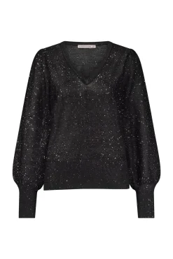 Fennie vneck pullover - black