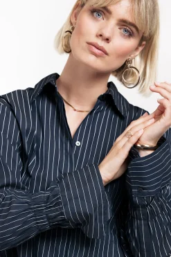 Fildeli poplin stripe blouse - dark blue/off white