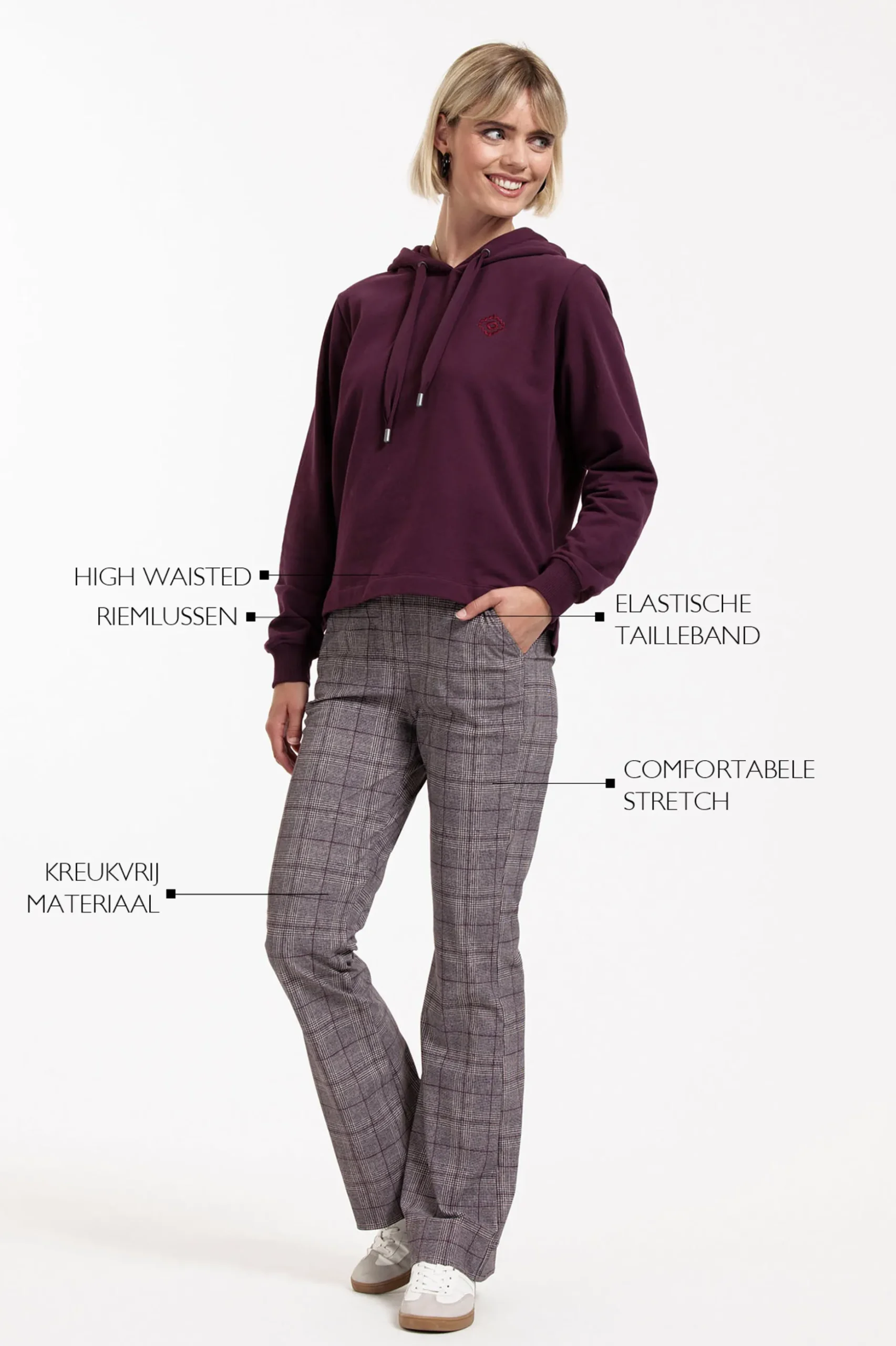 Flair check trousers - merlot/kit
