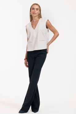 Flair LONG bonded rib trousers - dark blue