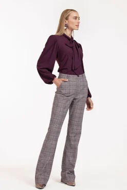 Flair LONG check trousers - merlot/kit