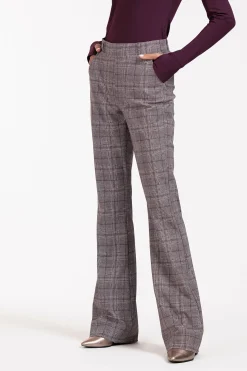 Flair LONG check trousers - merlot/kit