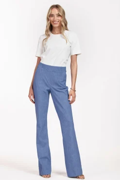 Flair LONG pinstripe trousers - denim blue