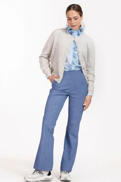 Flair pinstripe trousers - denim blue