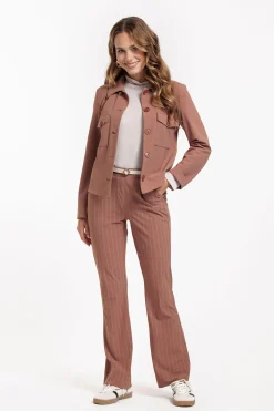 Flair pinstripe trousers - chocolate/kit