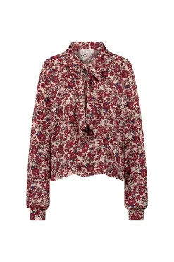 Frances flower satin blouse - merlot/kit