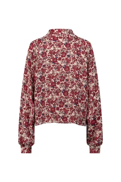 Frances flower satin blouse - merlot/kit