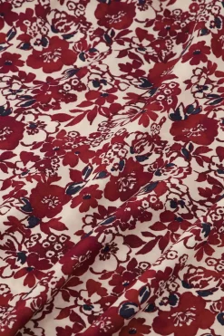 Frances flower satin blouse - merlot/kit