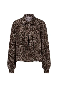Frances satin animal blouse - chocolate/black