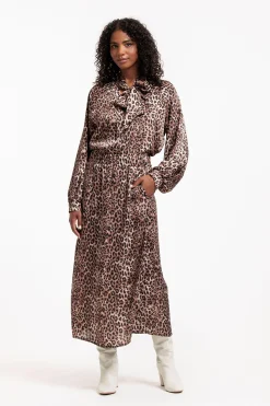 Frances satin animal blouse - chocolate/black