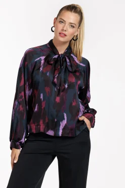 Frances satin leopard blouse - multi color