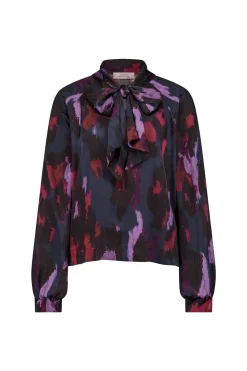Frances satin leopard blouse - multi color