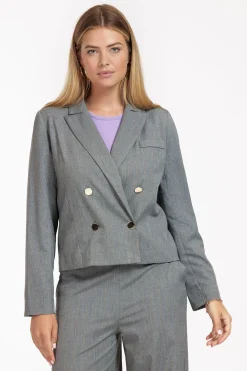 Franky gold stripe blazer - grey melange/gold