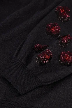 Hilly embroidery pullover - black
