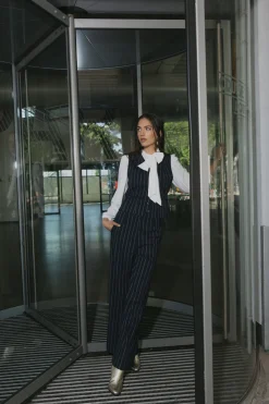 Holly gold pinstripe trousers - darkblue/gold