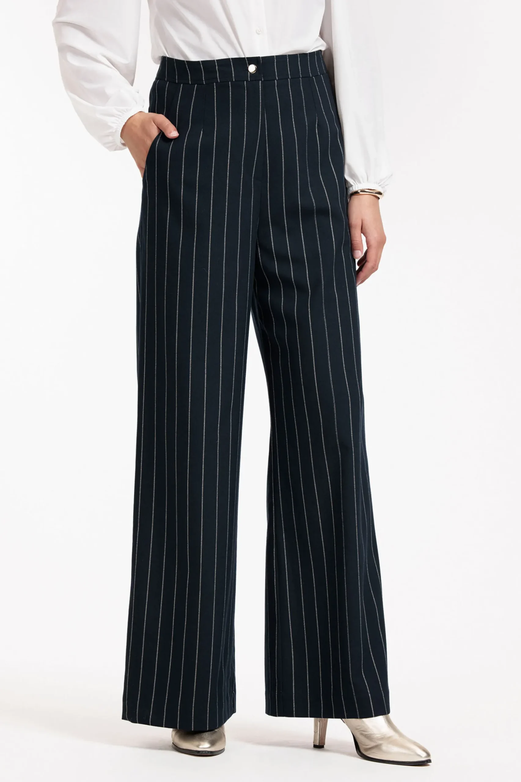 Holly gold pinstripe trousers - darkblue/gold