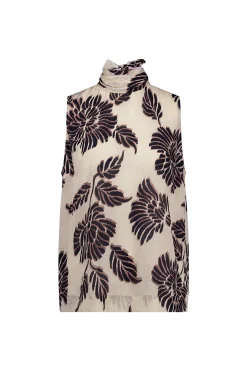 Ilsa flower crepe top - kit/chocolate