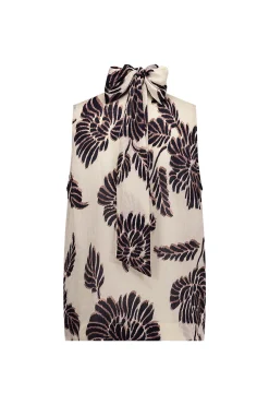 Ilsa flower crepe top - kit/chocolate