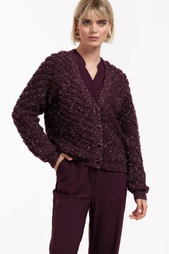 Iris chunky glitter cardigan - blackberry