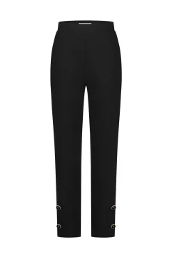 Ivory button trousers - black