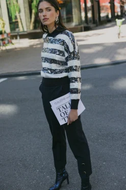 Ivory button trousers - dark blue