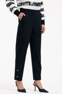 Ivory button trousers - dark blue