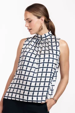 Iza squares top - kit/dark blue