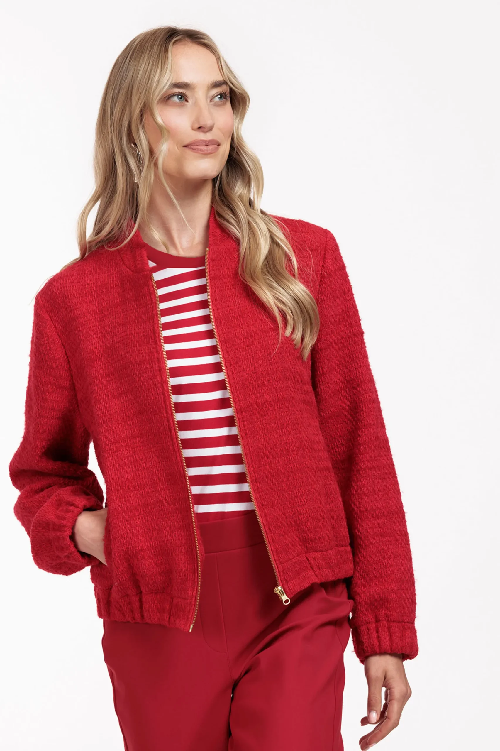 Jax tweed bomber jacket - red