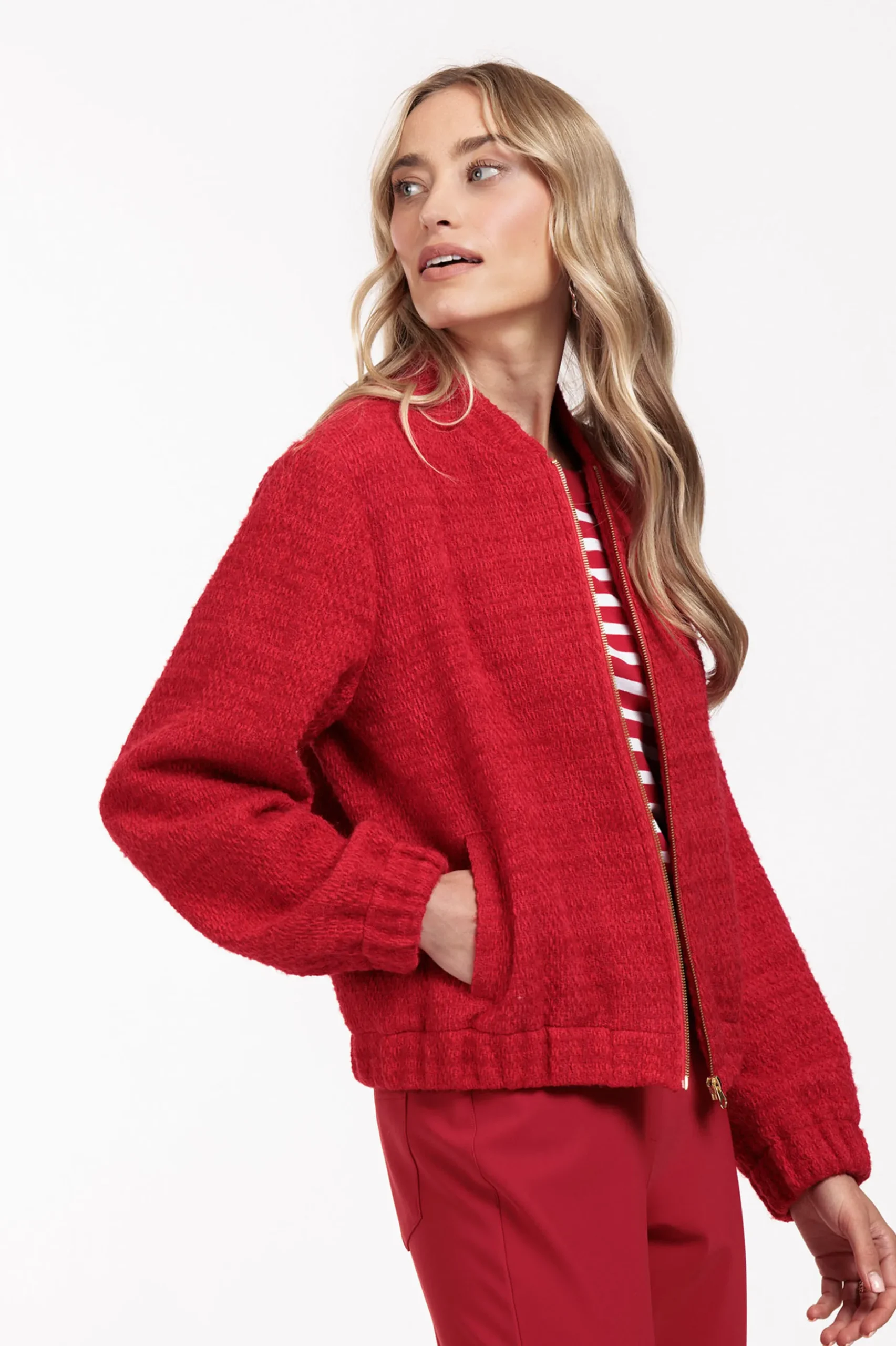 Jax tweed bomber jacket - red