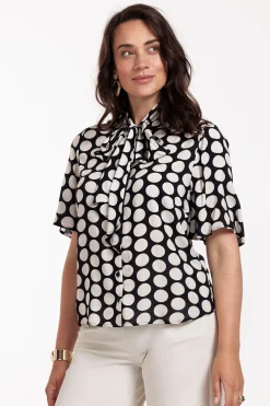 Jean big dot blouse - black/off white