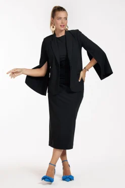 Joline cape blazer - black
