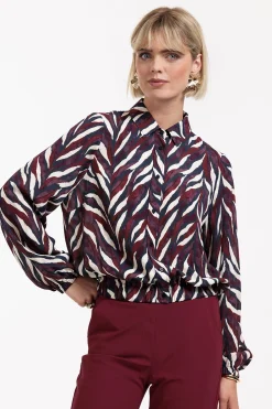 Jonny leaves crepe blouse - kit/merlot