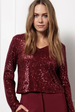 Julia 2way sequins top - merlot