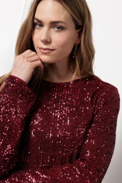 Julia 2way sequins top - merlot