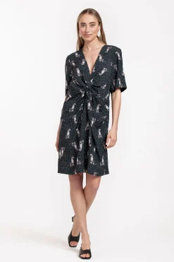 Lara dot panther dress - black/off white