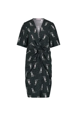 Lara dot panther dress - black/off white