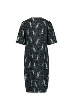 Lara dot panther dress - black/off white