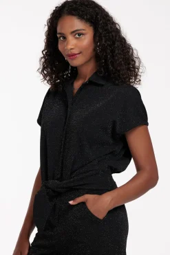 Lena sparkle blouse - black