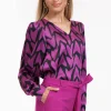 Les satin love blouse - black/magenta