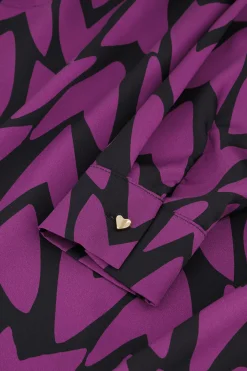 Les satin love blouse - black/magenta